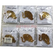 Брошь металлическая (HR-BP-1626) с тиграми 12 шт/упаковка