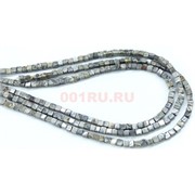 Нитка бусин кубик из яшмы 38 см