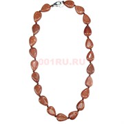 Бусы из коричневого авантюрина 1x1,5 см капля 45 см
