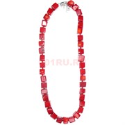 Бусы кубики 1x1,2 см из красного коралла 45 см
