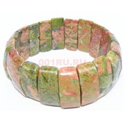 Браслет из яшмы мукаита (прямоугольные пластины 2,2x1 см)