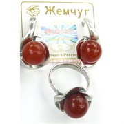 Набор 2-в-1 сережки и кольцо (Г-18529) из сердолика
