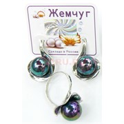 Набор 2-в-1 сережки и кольцо (Г-18529) из гематита
