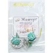 Набор 2-в-1 сережки и кольцо (Г-18529) из зеленой бирюзы