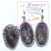 Набор 2-в-1 сережки и кольцо (П-274) из аметиста
