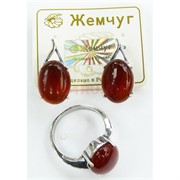 Набор 2-в-1 сережки и кольцо (П-318) из сердолика
