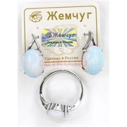 Набор 2-в-1 сережки и кольцо (П-318) из лунного камня