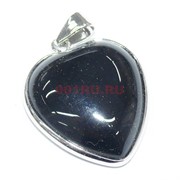 Подвеска сердце из черного агата 2,5 см