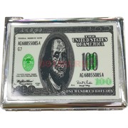 Портсигар с зажигалкой 100 долларов металлический на 10 сигарет