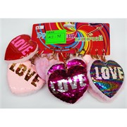 Брелок пушистый (KS-92) сердце Love с пайетками 12 шт/упаковка
