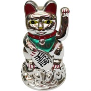Кот Манэки-Неко серебряный 11,5 см