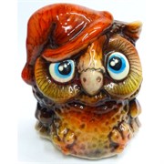 Фигурка из цветной керамики Сова в шапочке 9 см