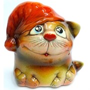 Фигурка из цветной керамики Кошка в шапочке