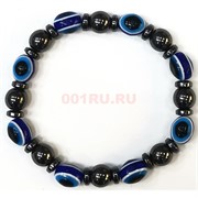 Браслет (KN-1270) сглаз синий с гематитом 12 шт/упаковка