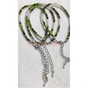 Браслет граненый 2 мм из цоизита + жемчуг
