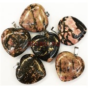 Сердце подвеска 3x3 см из родонита (цена за 1 шт)