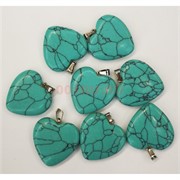 Сердце подвеска 2,5x2,5 см из зеленой бирюзы (цена за 1 шт)