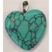 Сердце подвеска 2x2 см из зеленой бирюзы (цена за 1 шт)