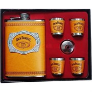 Набор в коже с Флягой 9 унций Jack Daniels + 4 стаканчика (22-25)