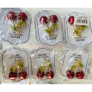 Брошь со стразами Вишня металлическая 12 шт/упаковка (BP-1081)