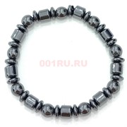 Браслет из гематита (N-100) цилиндр + блин + бусина 12 шт/упаковка