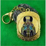 Брелок Феншуй (BR-143) Бог Богатства двухсторонний металлический