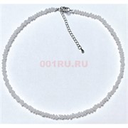 Чокер 38 см сердечки граненые лунный камень матовый