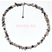 Бусы из серого агата 45 см каменная крошка