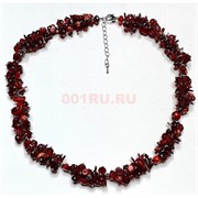 Бусы ежик из красного коралла 45 см + бусины циркона