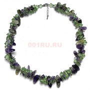 Бусы ежик из аметиста и пренита 45 см + бусины циркона