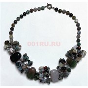 Бусы 48 см из индийской яшмы круглые бусины + галтовка + крошка