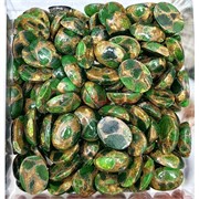 Кабошоны 12x16 овальные из зеленой мозаики