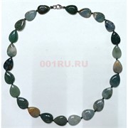 Бусы из зеленой яшмы «капля 13x19 мм» 45 см длина