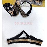 Повязка на голову (J-562) текстильная с золотом 20 шт/упаковка (2 вариант)