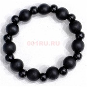 Браслет с деревянными (CK-2237) большими и малыми бусинами 12 шт/упаковка (цвет черный)