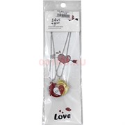 Подвеска кулон магнитная (BS-2227) сердце 2 дельфина Love цвет красный и золото 12 пар/упаковка