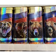 Зажигалка газовая гигант 11 см «Медведь Россия» турбо 25 шт/упаковка