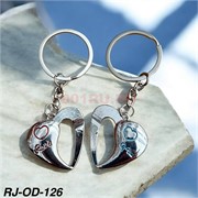 Брелок металлический парный (RJ-OD-126) сердце Love 12 пар/упаковка