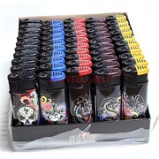 Зажигалка газовая с фонариком «узоры и картинки» 50 шт/упаковка