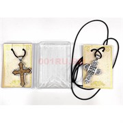 Подвеска на шею (B-89) с деревянным крестом 6 шт/упаковка