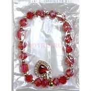 Браслет красный сердце (BR-2748) со стразами 12 шт/упаковка