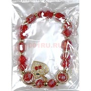 Браслет красный сердце (BR-2749) и кольца со стразами 12 шт/упаковка