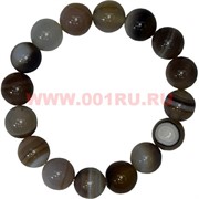 Браслет из серого агата 12 мм (натуральный камень)