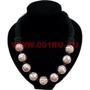 Бусы из перламутра круглые (цвет розовый)