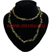 Нитка бусин зеленая яшма 80 см натуральный камень