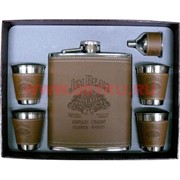 Набор "Фляга 18 унций в коже Jim Beam и 4 стаканчика" (GT-008)