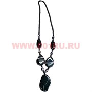 Подвеска из натурального камня 60 см черный агат