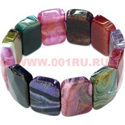 Браслет из агата граненый, цвет камней миксом (2,5 см ширина)
