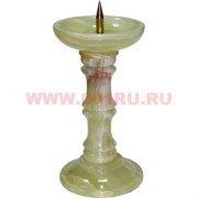 Подсвечник из оникса 16 см с металлическим стержнем для свечи
