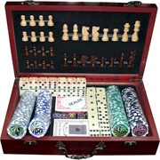 Набор игр 6 в 1 (200 фишек покерных, шахматы, домино, карты)